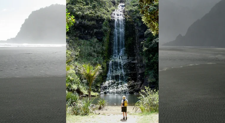 Karekare Falls in Auckland, New Zealand